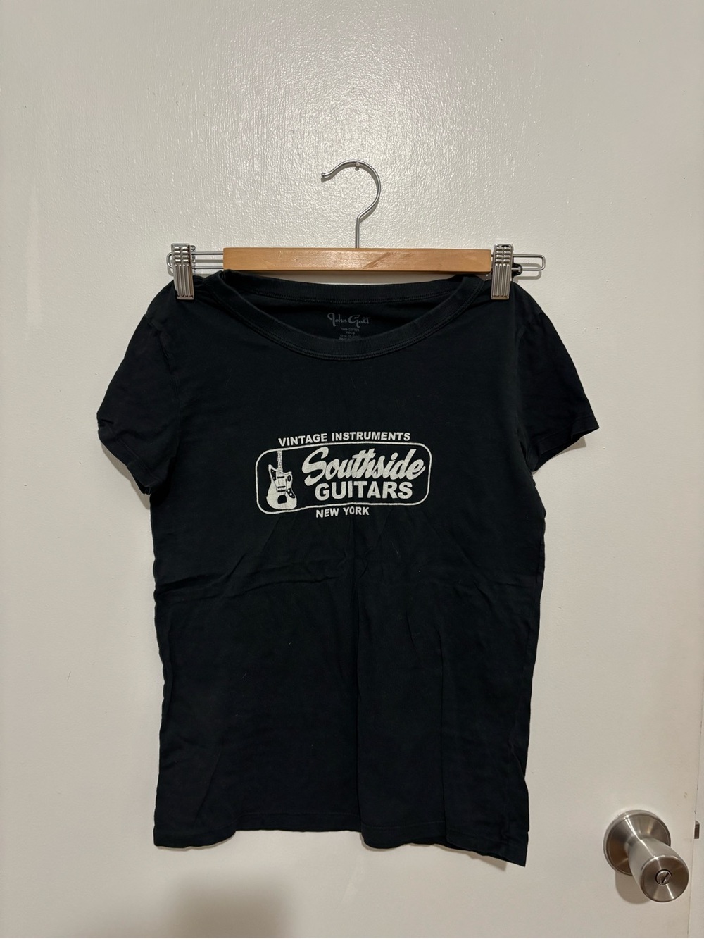 Brandy Melville Black Tee with White Southside Guitars Graphic
